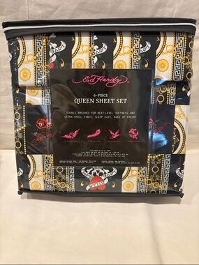 💀Ed Hardy Queen 6-Piece Sheet Set - ❤️ Love Kills Slowly 💀